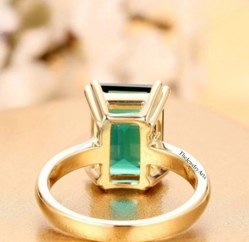 14k Gold Octagon Cut Emerald Ring, 18k Big Emerald Engagement Ring, Gold Ring, Engagement Gift Fo... | Etsy (Global)