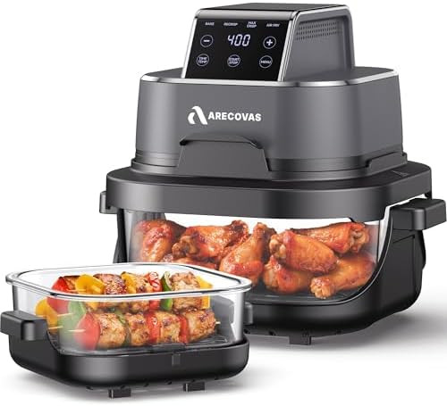 4-in-1 Portable Glass Air Fryer, 140–400°F Precise Heat, Max Crisp Technology, 4.2QT & 1.6QT D... | Amazon (US)