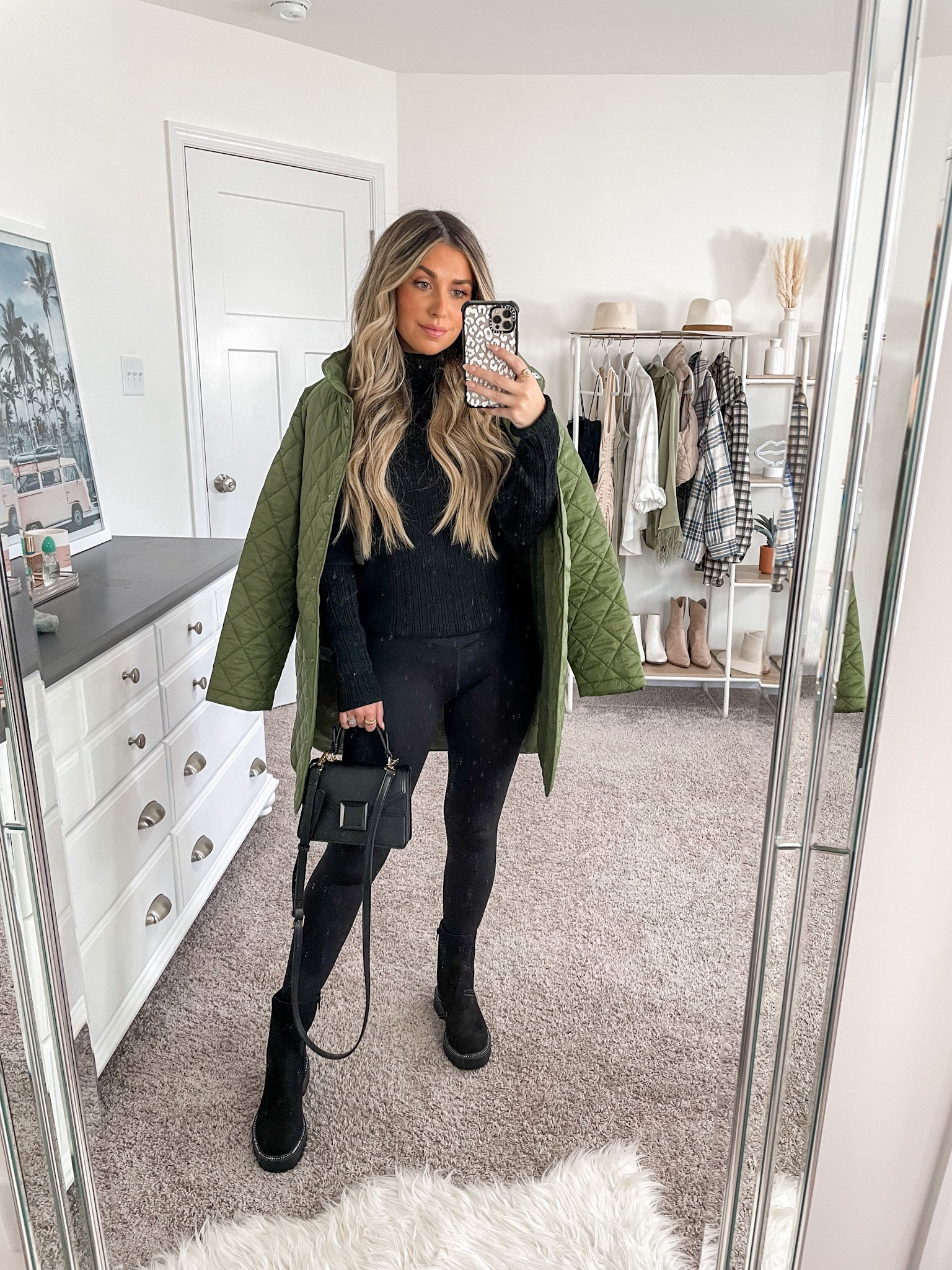 Walmart fall outfit inspo 🫶🏼 
+ green coat - small
+ black turtleneck - small (I could have sized down) 
+ leggings - small
+ Chelsea boots - true to size 

#LTKSeasonal #LTKstyletip #LTKunder50