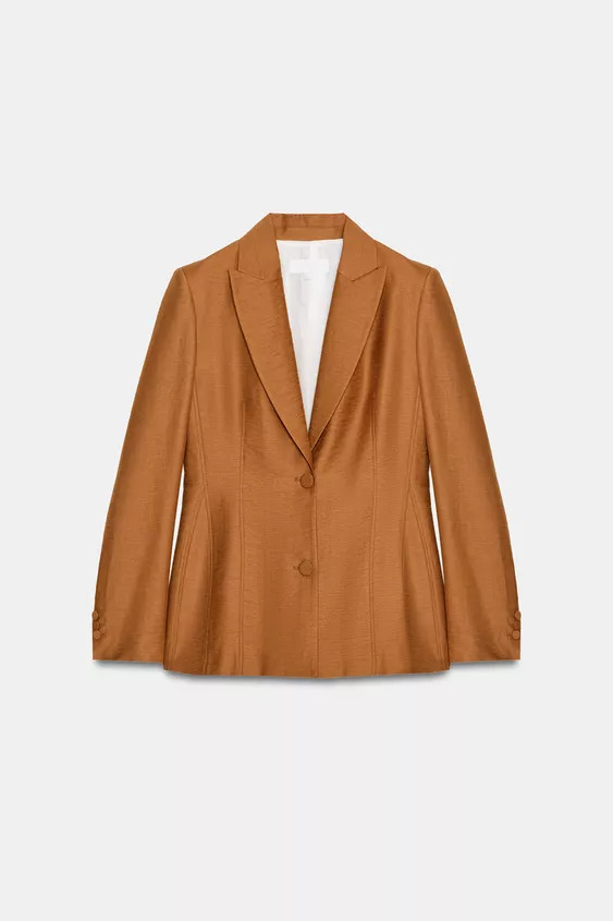LINEN BLEND BLAZER WITH COVERED BUTTONS | Zara UK
