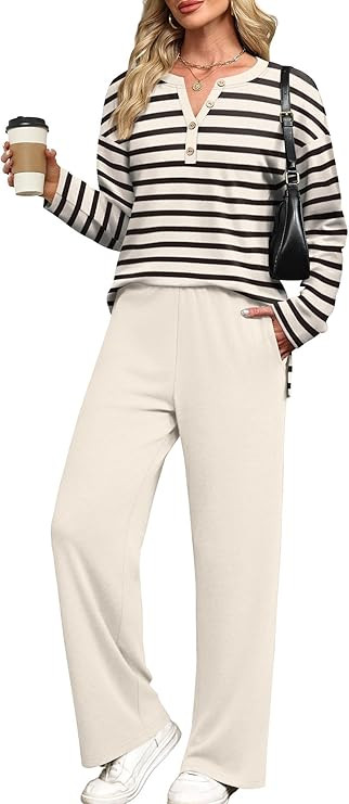XIEERDUO Lounge Sets for Women 2 Piece V Neck Button Matching Sweatsuit Loungewear Fall Outfits F... | Amazon (US)