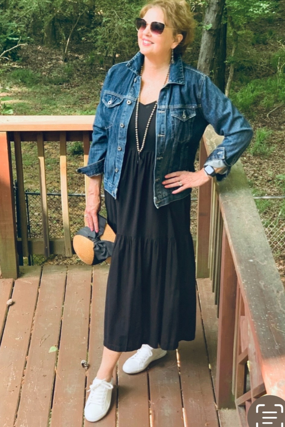 Black maxi. Black dress. Denim jacket. Straw hat. Sun hat. Pendant necklace. Keds sneakers. 
Style your favorite black midi or maxi dress with a denim jacket, straw hat👒, white sneakers👟, and a statement necklace.
Follow me for more Fashion Inspiration❤️

#LTKstyletip #LTKSeasonal #LTKFind