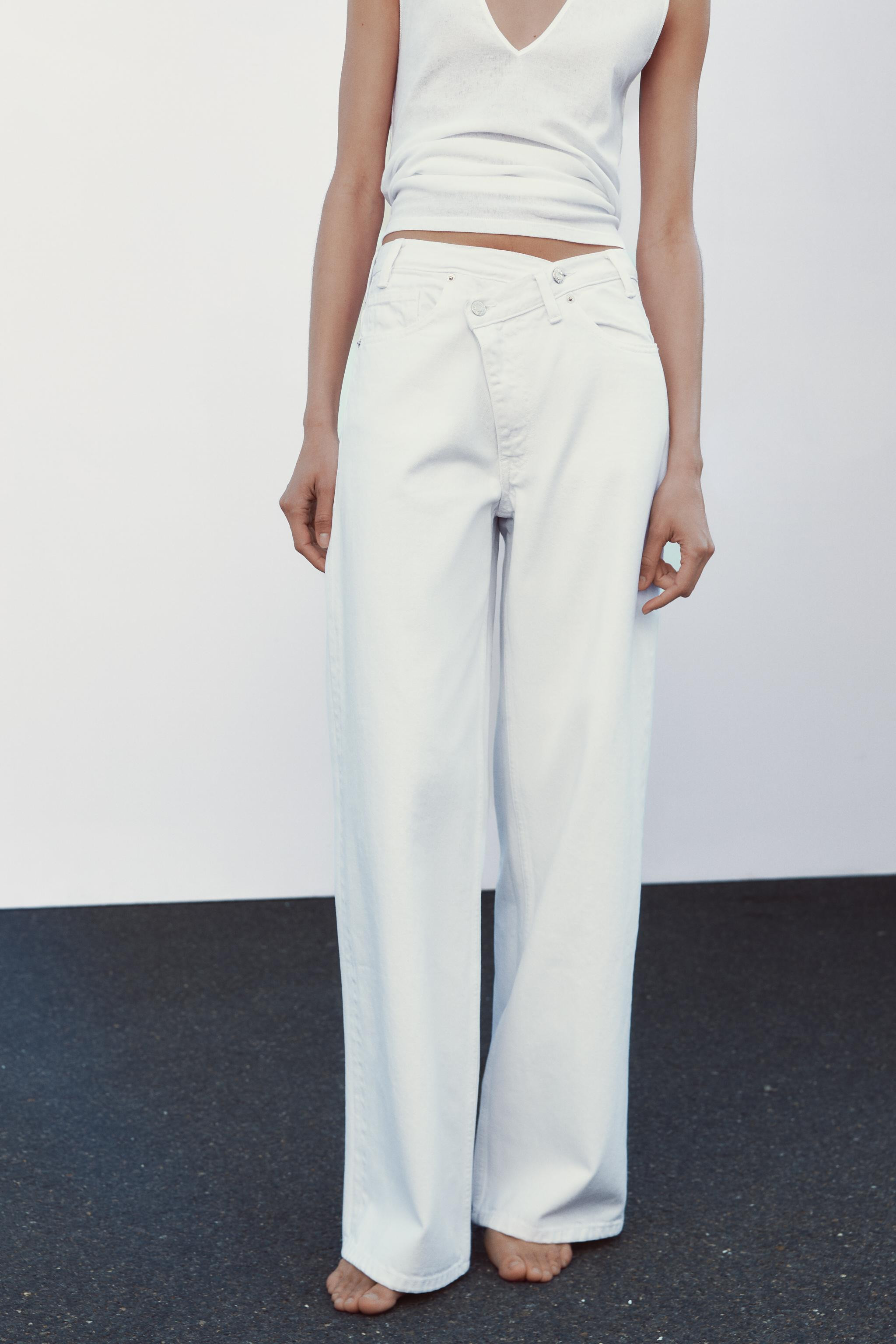 HIGH-WAIST TRF WIDE-LEG CROSSOVER WAIST JEANS | Zara UK