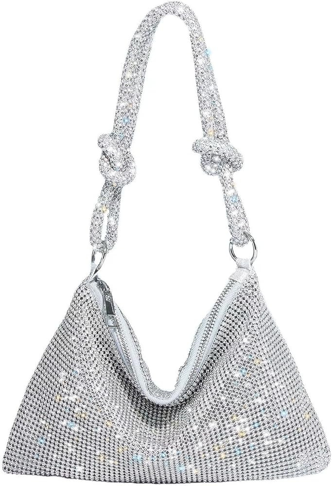 Rhinestone Evening Purses for Women Hobo Bags Chic Sparkly Crystal Cluth Purse Bling Shiny Handba... | Amazon (US)