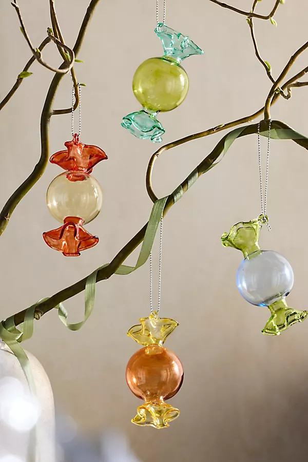 Two-Tone Candy Glass Ornaments, Set of 4 | Terrain