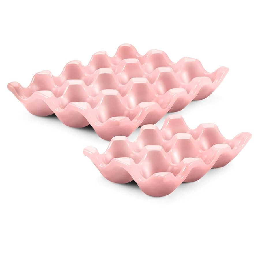 Flexzion 12 + 6 Cups Ceramic Egg Holder for Fridge - 18 Porcelain Egg Tray Container Keeper Stora... | Amazon (UK)