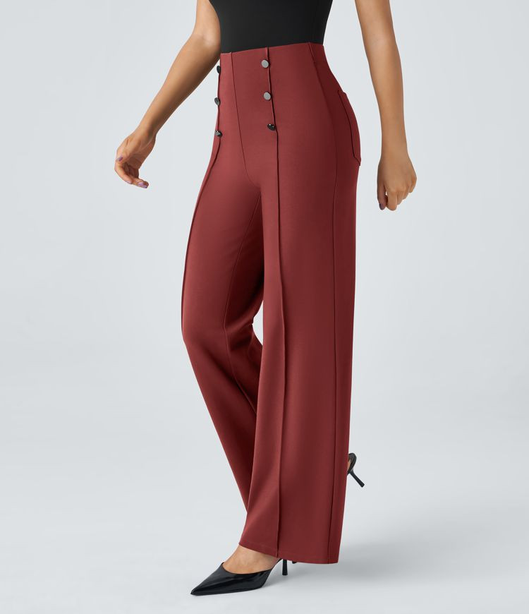 Women’s High Waisted Pocket Wide Leg Work Pants - Halara | HALARA