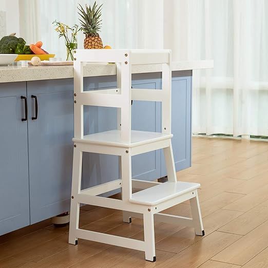 Kitchen Step Stool for Kids and Toddlers with Safety Rail Children Standing Tower for Kitchen Cou... | Amazon (US)