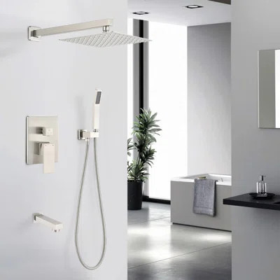 Bathroom Shower System With - 10" Rain Head, Handheld Shower, Self Feature, Material Head Package 10 Inch Air Mixing, Corrosion Resistance | Wayfair North America