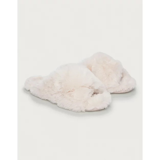Faux-Fur Cross Slider Slippers | The White Company UK & ROW