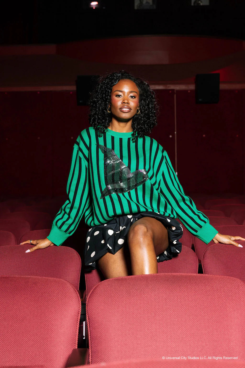 Licensed Green & Black Striped Elphaba Hat Sweater | Queen of Sparkles