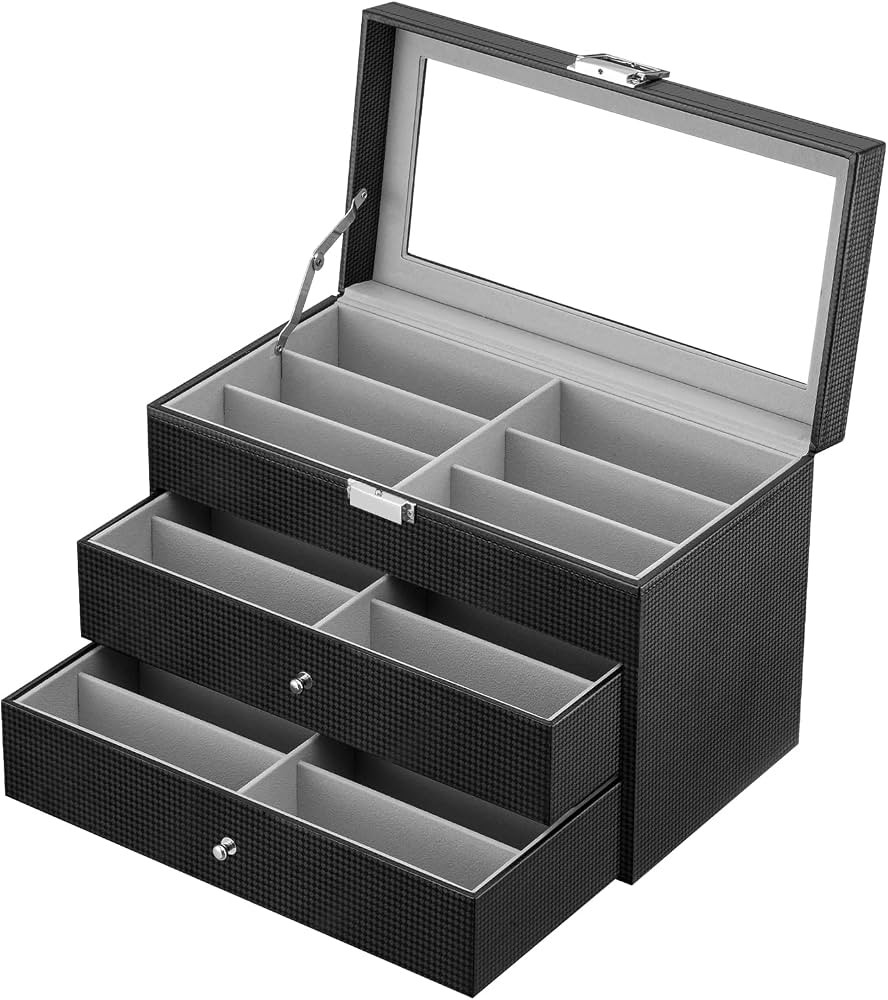 Oyydecor Carbon Fiber Sunglasses Organizer for Women Men, Eyeglasses Collector Eyewear Display Ca... | Amazon (US)