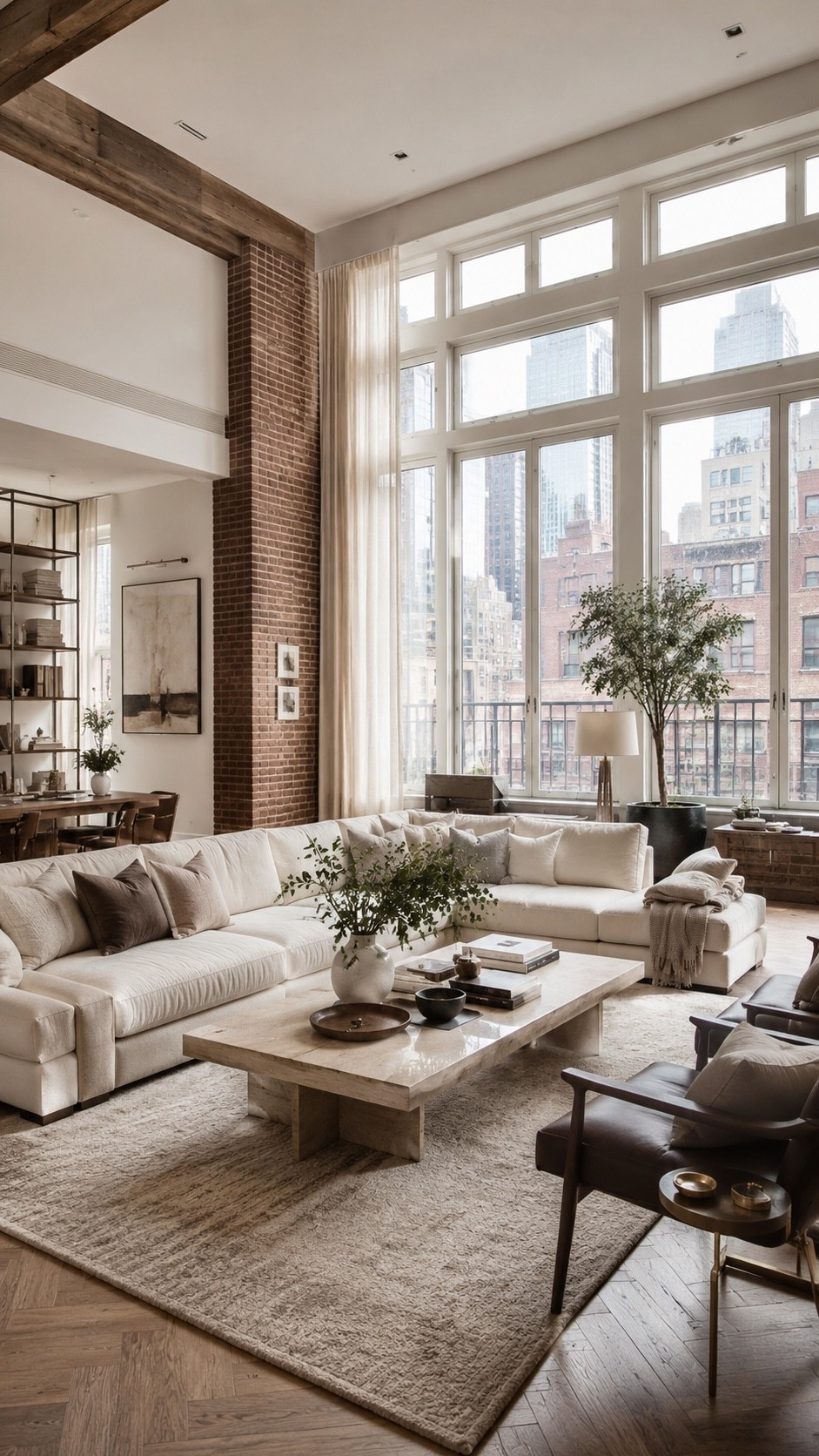 Bright loft living room with soft neutrals, natural textures, and an elevated city-chic feel.

#livingroomdesign #loftinterior #modernlivingroom #neutralinterior #interiordesign #homedecor #cityapartment #softminimalism #warmminimalism #livingroominspo #modernhome #cozyhome #interiorinspo #eleganthome #urbanliving #homeinspiration #pinteresthome #ltkhome #refinedinteriors #contemporaryliving