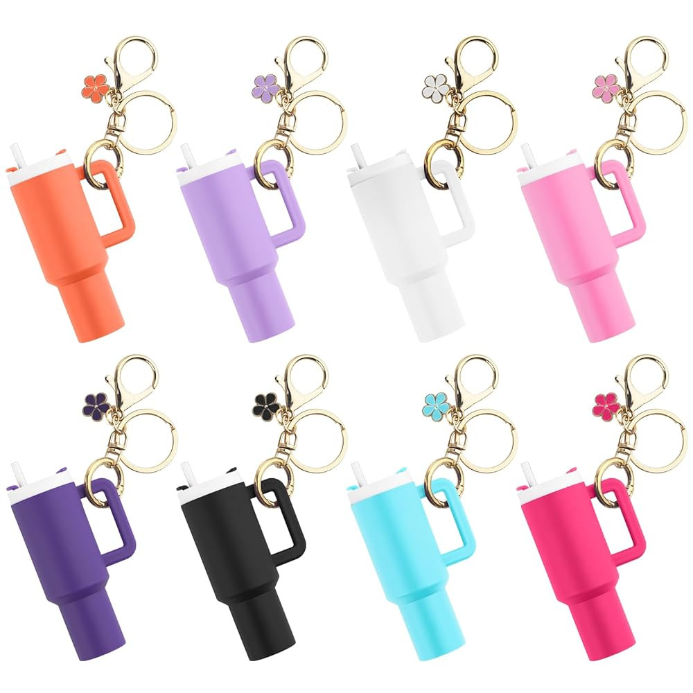 8 Pack Mini Tumbler Keychain for Stanley Cup, Mini Cup Keychain Chapstick Holder for Women Girls | Amazon (US)
