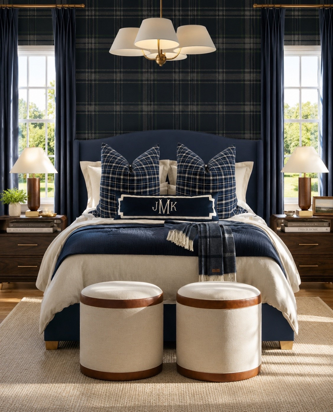 Navy and plaid with a touch of leather 

Bring this classic to life in your home 

#bedroom #boysbedroom #blue #homedecor