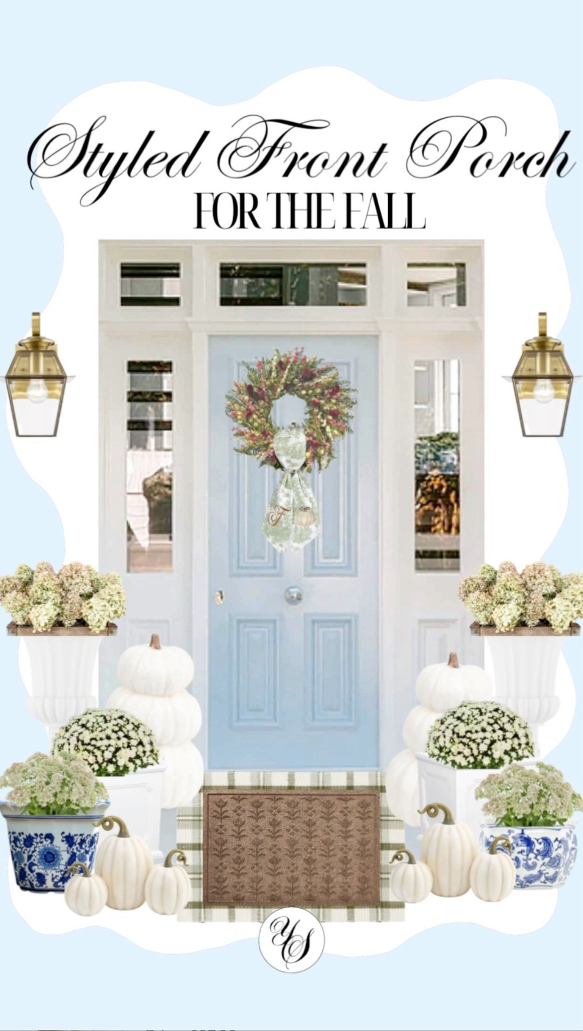 Obsessed with the blue and white for a styled front porch!! Can’t wait to start decorating!! 🩵



front porch, fall decor, home style, styled front porch, wayfair, Walmart, Home Depot, grandmillenial, faux mums, planter, tall urns, fall wreath, outdoor patio, outdoor sconces, front door, door mat, Anthropologie 

#LTKHome #LTKSeasonal #LTKFallSale