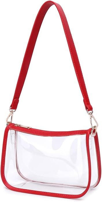 Clear Tote Bag Stadium Approved Clear Purse PVC Handbag Retro Classic Transparent Bag for Concert | Amazon (US)