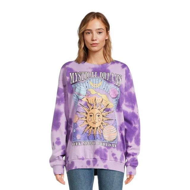 No Boundaries Juniors’ Washed Graphic Sweatshirt, Sizes XS-XXXL | Walmart (US)