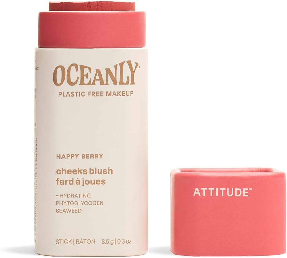 ATTITUDE Oceanly Lightweight Blush Stick, Titanium Dioxide-Free, EWG Verified, Plastic-Free, Vega... | Amazon (US)