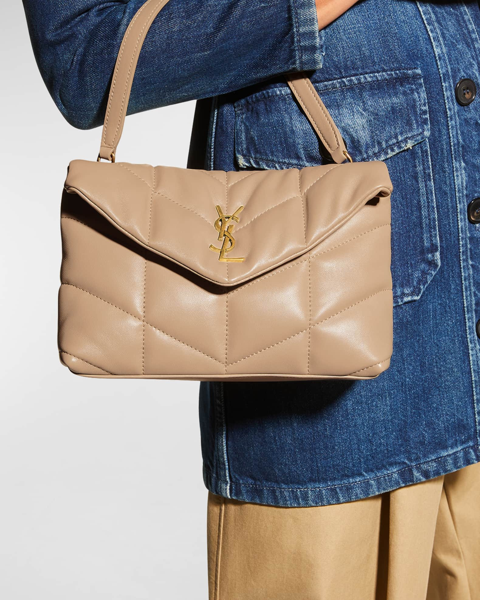 Saint Laurent LouLou Toy YSL Puffer Quilted Lambskin Crossbody Bag | Neiman Marcus
