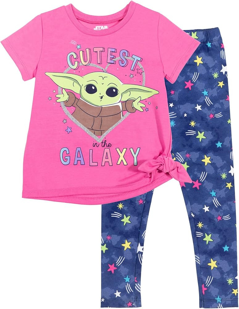 Amazon.com: STAR WARS The Mandalorian The Child Little Girls Graphic T-Shirt and Leggings Outfit ... | Amazon (US)