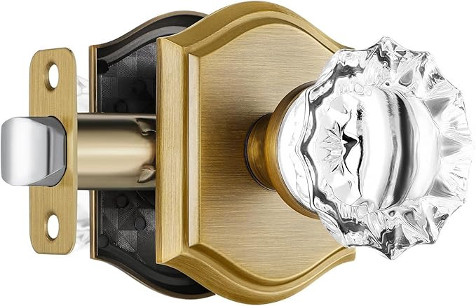 Crystal Door Knobs Interior, Vintage Style Passage Glass Door Knobs Antique Brass Door Knobs for ... | Amazon (US)
