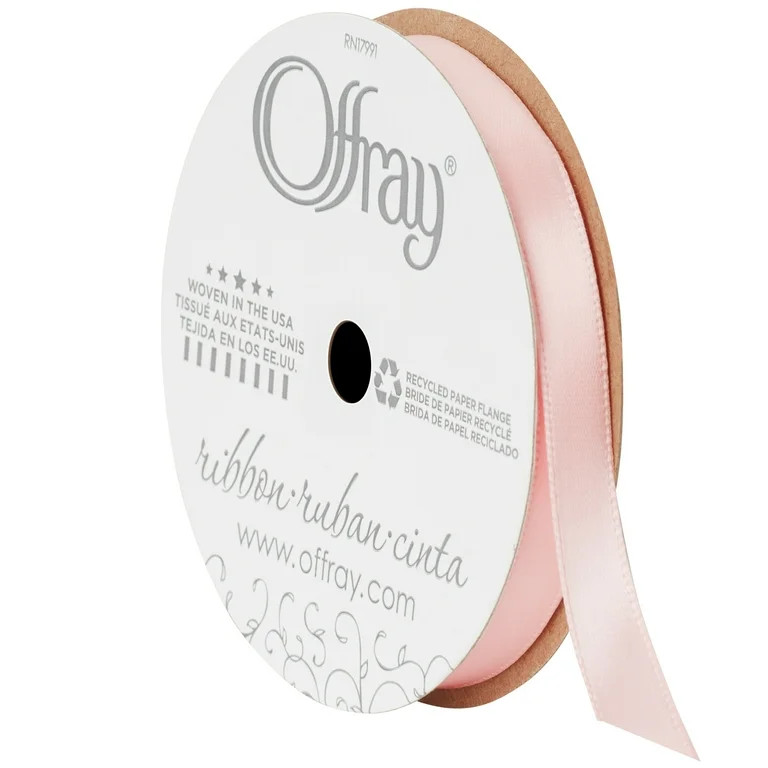 Offray Ribbon, Carnation Pink 3/8 inch Single Face Satin Polyester Ribbon, 18 feet - Walmart.com | Walmart (US)