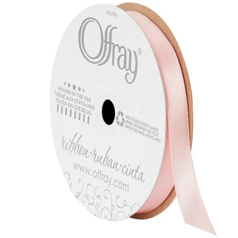 Offray Ribbon, Carnation Pink 3/8 inch Single Face Satin Polyester Ribbon, 18 feet | Walmart (US)