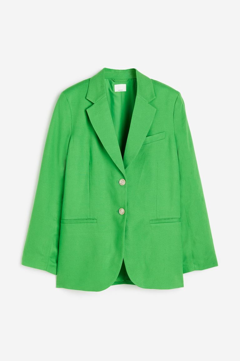 Single-breasted blazer - Green - Ladies | H&M GB | H&M (UK, MY, IN, SG, PH, TW, HK)