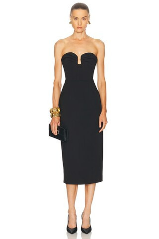 Carolina Herrera Sweetheart Midi Dress in Black | FWRD 