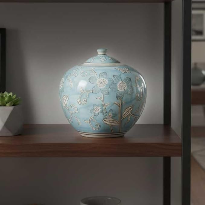 Galt International 8" Light Blue and White Floral Chinoiserie Jar w/Lid- Ginger Jar, Tea Storage,... | Amazon (US)