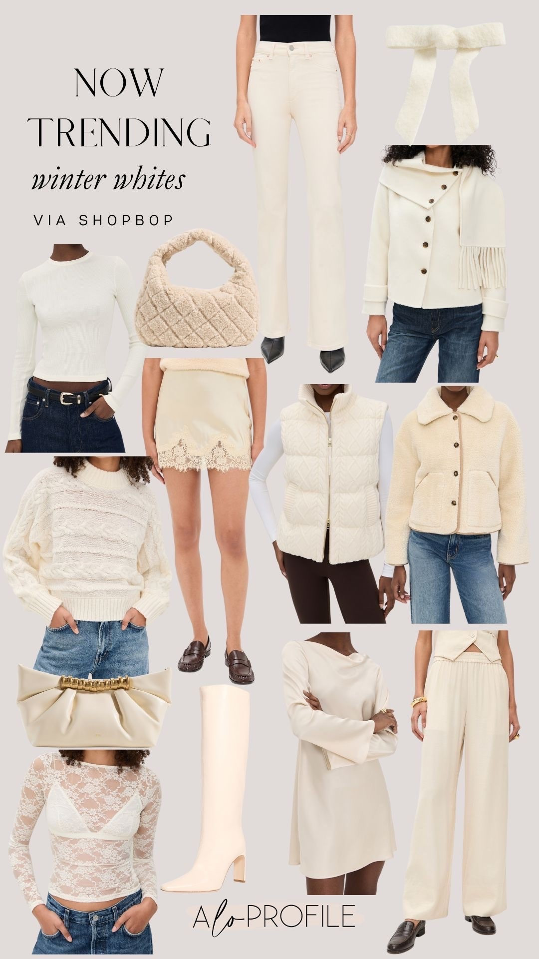 Winter Whites via Shopbop // Shopbop, winter fashion, winter style, winter trends, winter closet staples, winter accessories, winter fashion, winter outfits, neutral winter outfits, winter closet essentials