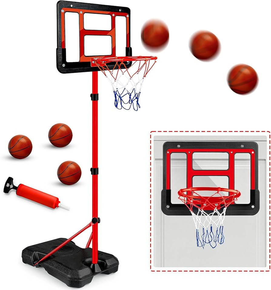 Kids Basketball Hoop with Stand, Adjustable Basketball Set, Toddler Basketball Toys for Boys Age ... | Amazon (US)
