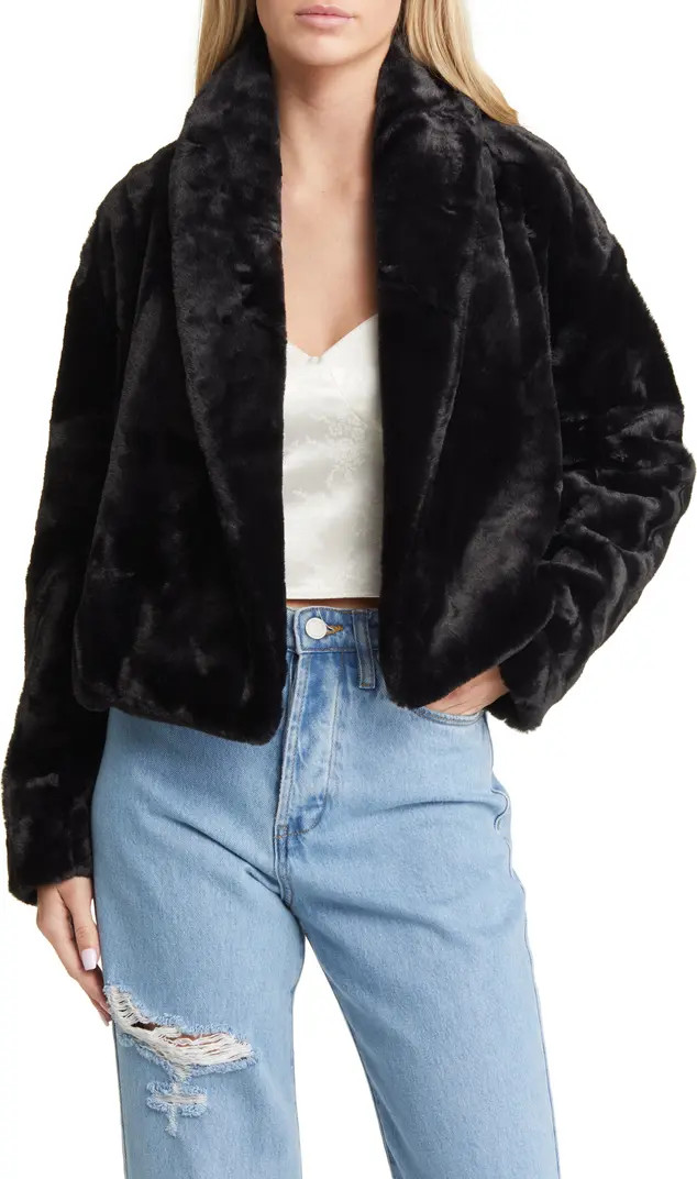 Shawl Collar Faux Fur Crop Jacket | Nordstrom