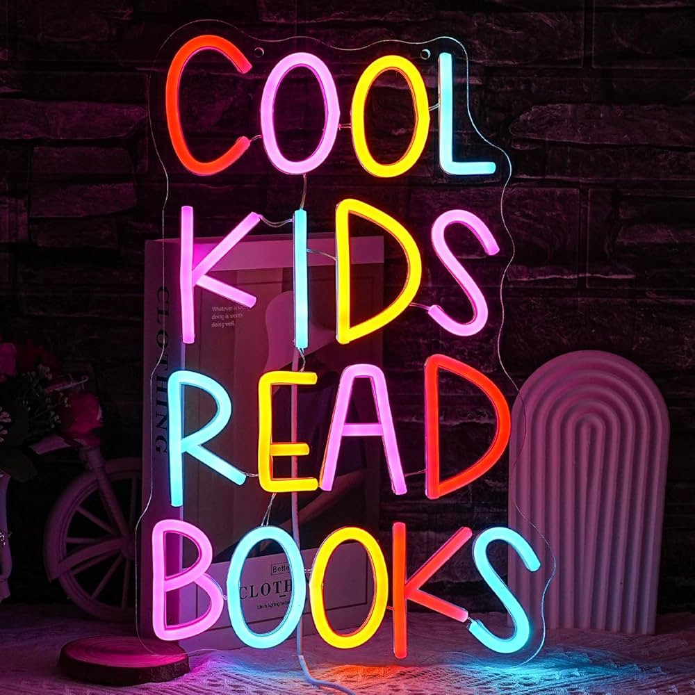 Cool Kids Read Books Neon Sign for Wall Decor Reading Letter LED Neon Lights Library Neon Light S... | Amazon (US)