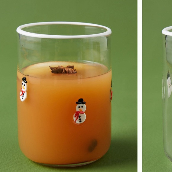 Anthropologie festive juice glass *snowman* | Poshmark