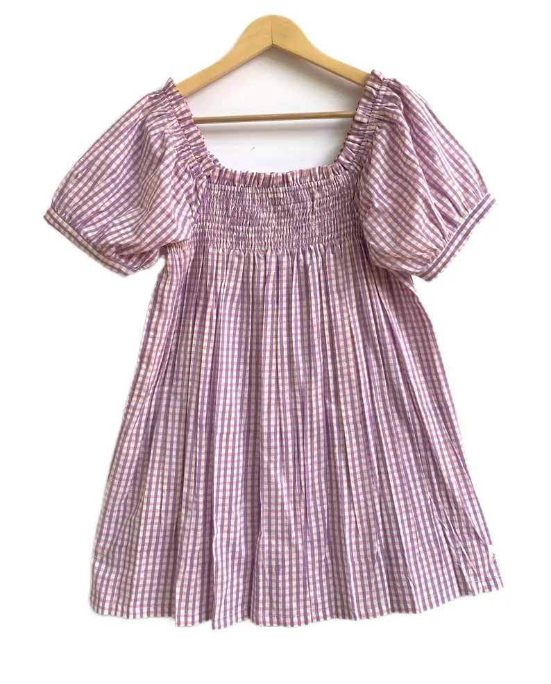 Lavender Gingham Pajama Set for Women \u2013 Smocked Puff Sleeve Blouse & Cotton Shorts - Etsy | Etsy (Global)
