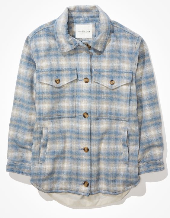 AE Brushed Plaid Shacket | American Eagle Outfitters (US & CA)