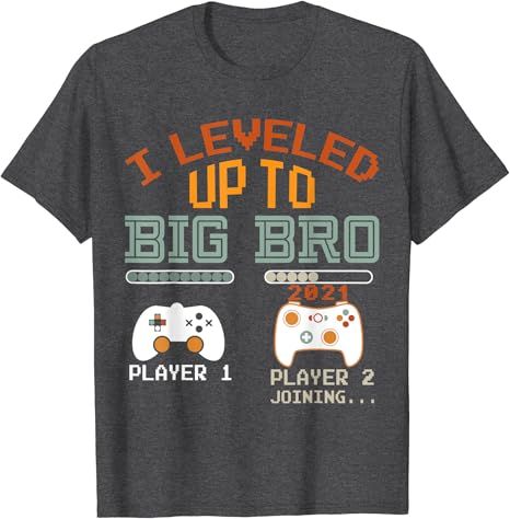 I Leveled Up To Big Brother Est 2021 Promoted To Big Bro T-Shirt | Amazon (US)