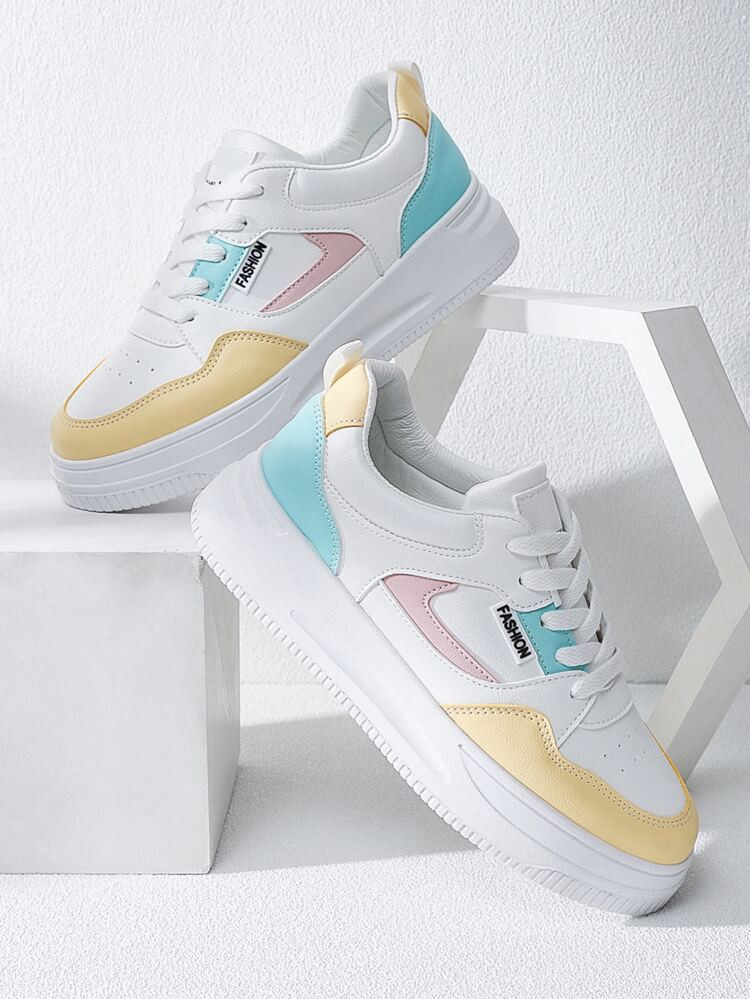 Colorblock Lace-up Front Skate Shoes | SHEIN