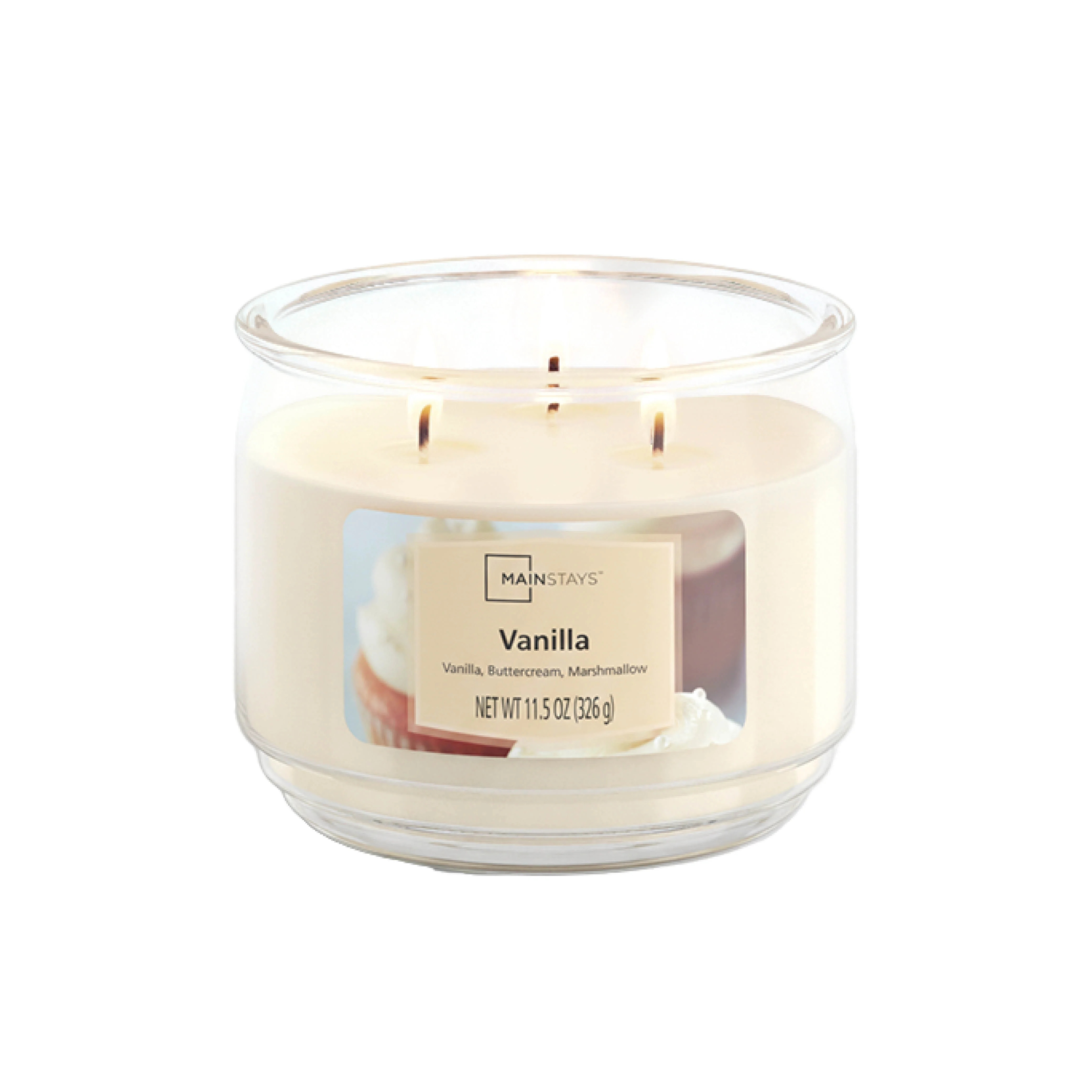 Mainstays 3-Wick Scented Glass Jar Candle, Vanilla, 11.5oz. | Walmart (US)