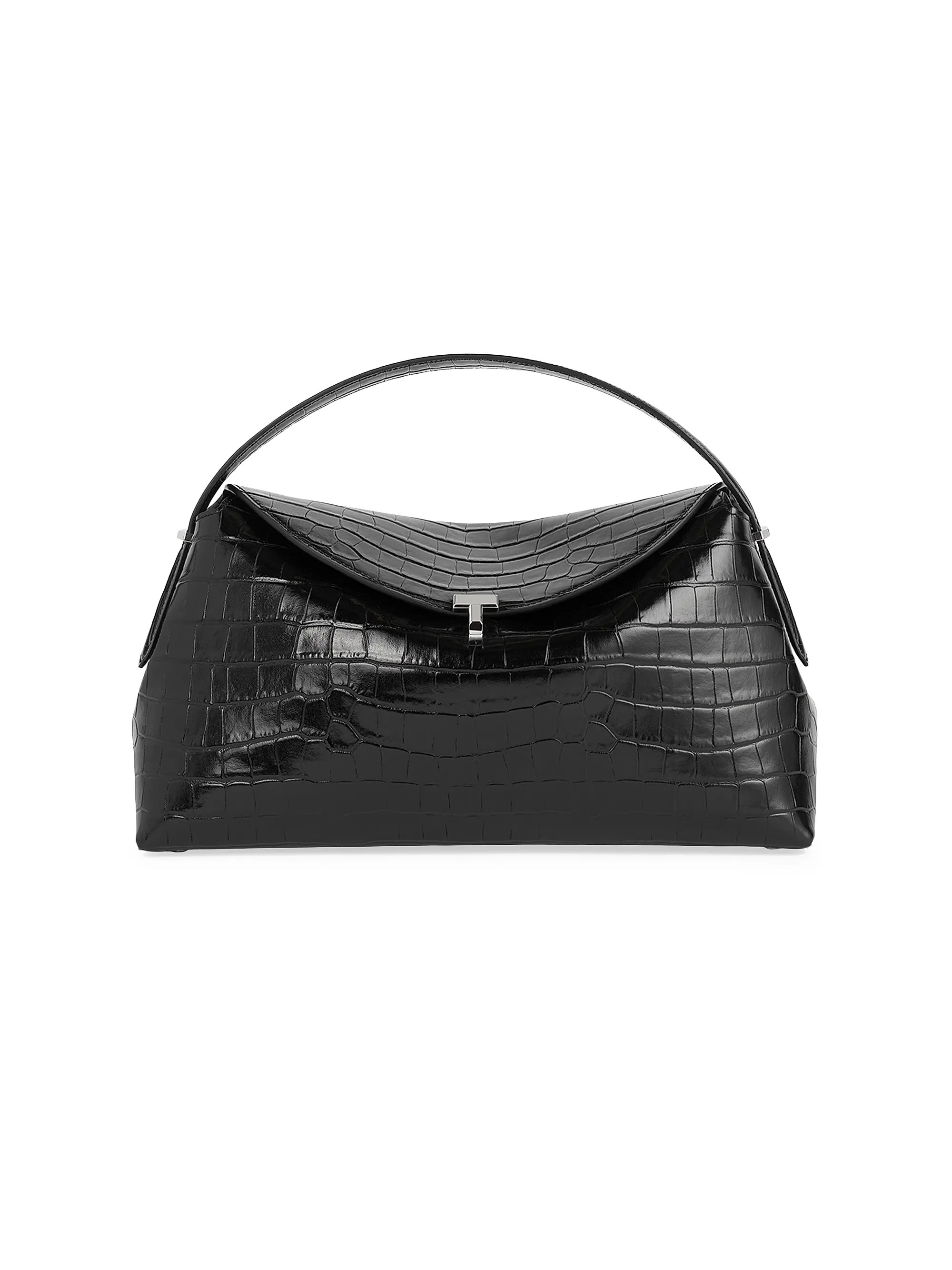 T-Lock Crocodile-Embossed Leather Top Handle Bag | Saks Fifth Avenue