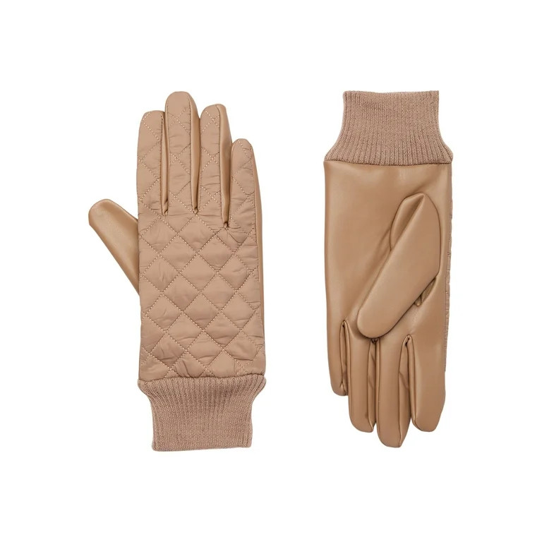 Time and Tru Women's Quilted Winter Gloves, Tan, Size S/M | Walmart (US)