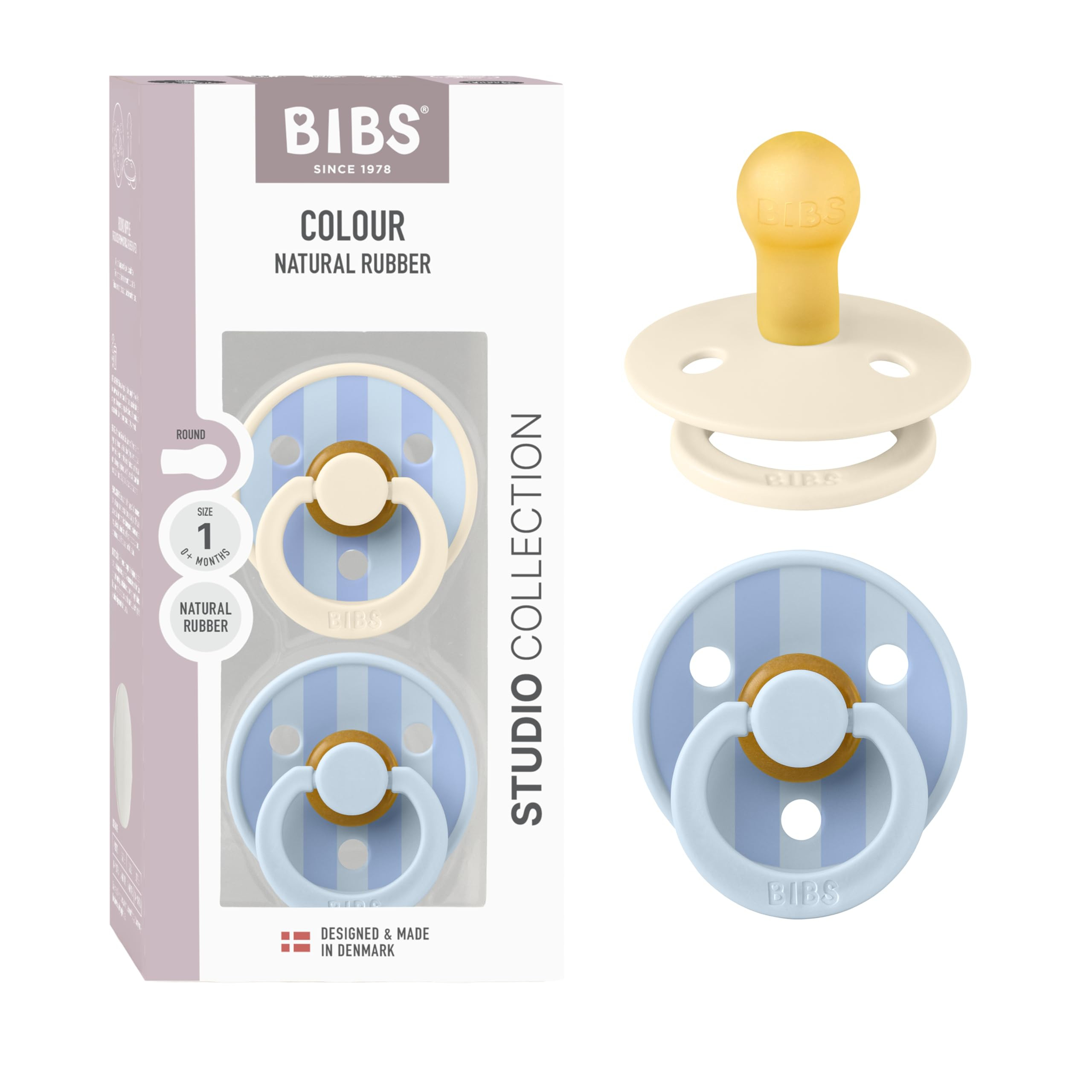 BIBS Pacifiers - Colour Studio 2 Pack | Round Nipple Baby Pacifier | BPA Free Natural Rubber Late... | Amazon (US)