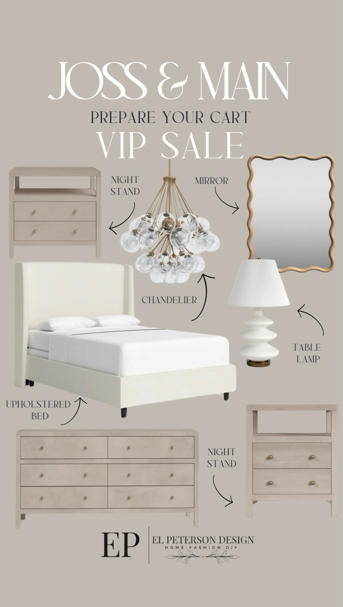 @jossandmain #jossandmain #jossandmainpartner
UP TO 70% OFF!!! Fast and Free Shipping!VIP sale
Mirror
Nightstand
Dresser
Table lamp
Upholstered bed
Chandelier 

#LTKHome #LTKSaleAlert