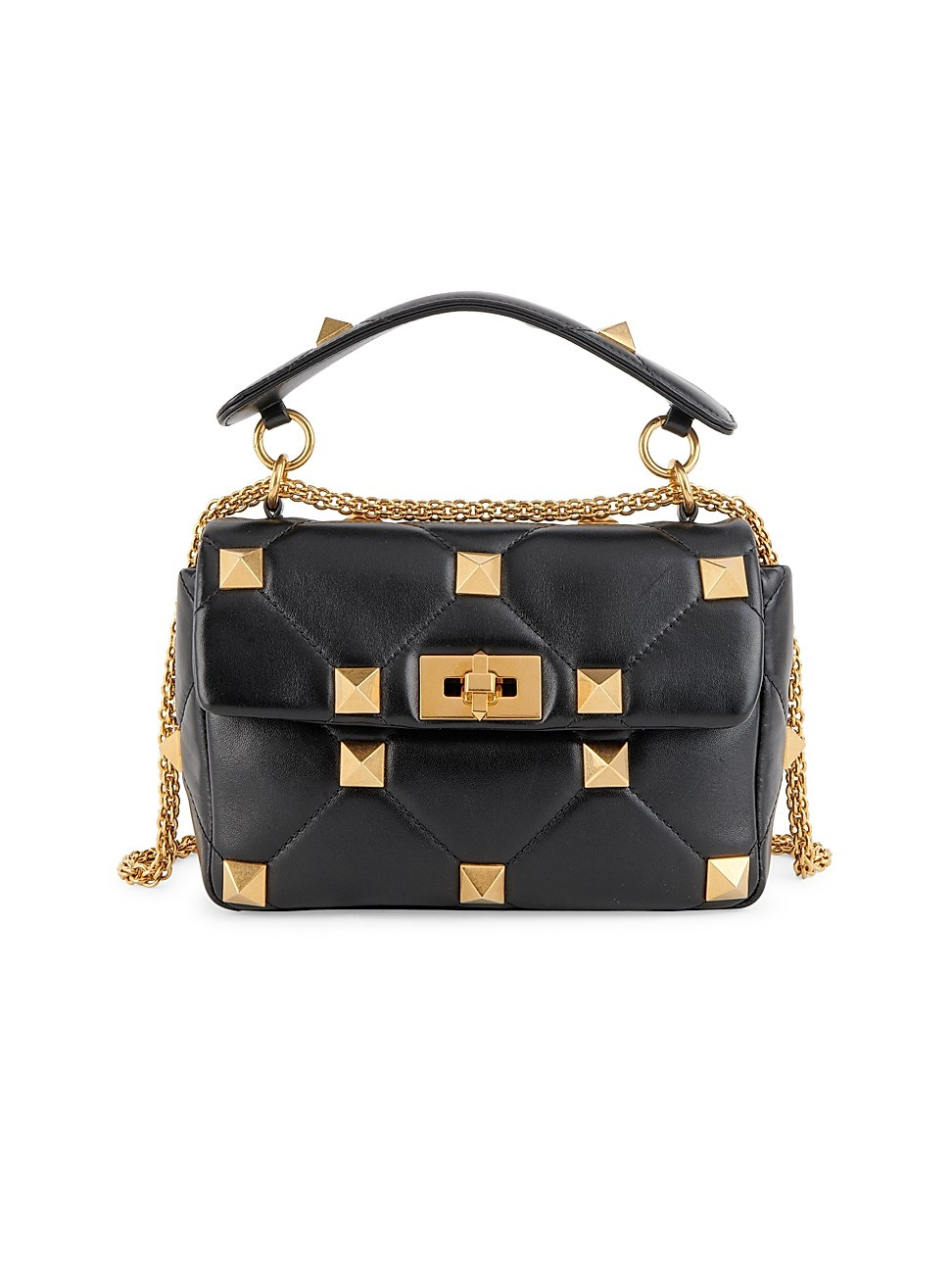 Valentino Women's Valentino Garavani Medium Roman Stud Leather Shoulder Bag - Nero | Saks Fifth Avenue