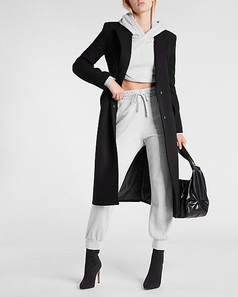 Wool-Blend Belted Wrap Front Coat | Express