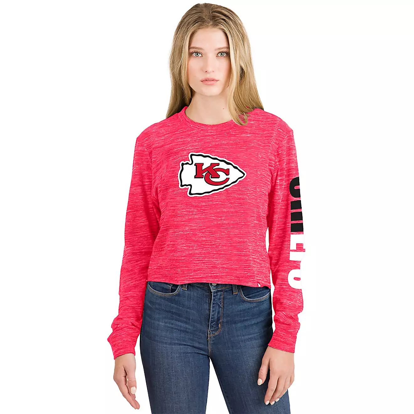 ’47 Women’s Kansas City Chiefs Reverse Space Dye Cropped Long Sleeve Shirt | Academy Sports + Outdoors