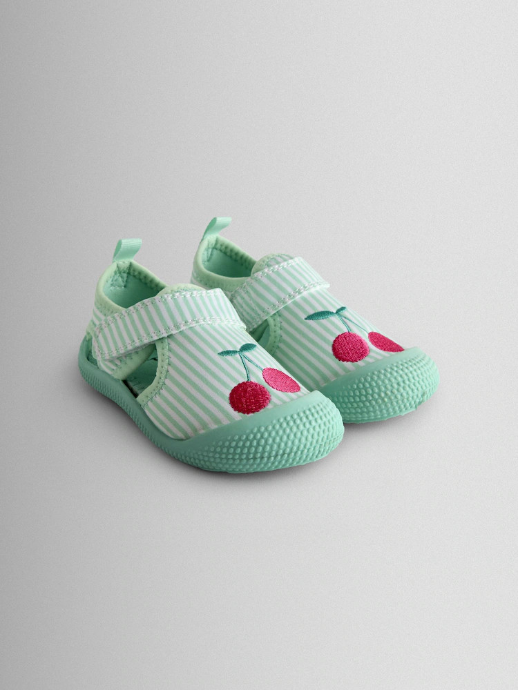 JoJo Maman Bébé Green Cherry Stripe Beach & Swim Shoes | Next US
