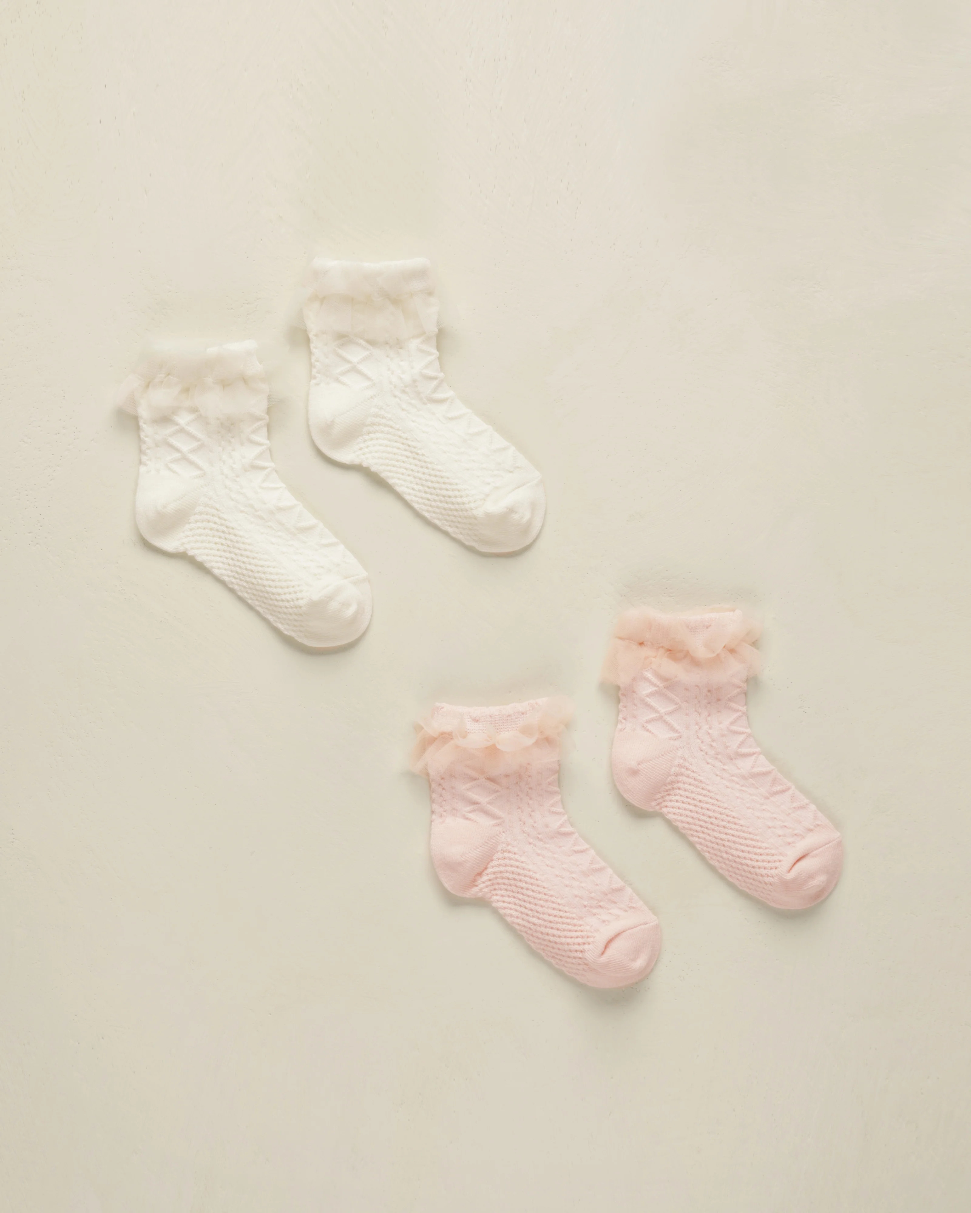 Ruffle Socks || Ivory, Blush | Rylee + Cru